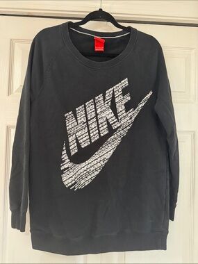 Nike Black Crewneck Sweatshirt with White Script Swoosh